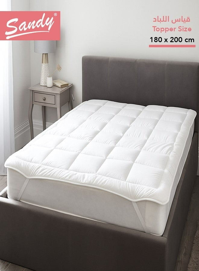 ساندي لباد سرير ساندي فندقي فاخر بأربطة مطاطية, قماش مايكروفايبر شديد النعومة, حشوة ناعمة من بديل الريش, (مقاس مزدوج نفرين: 180×200 سم + 5 سم سماكة) - Image 1