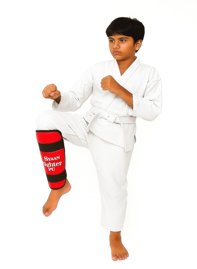 واقيات ساق كاراتيه سفان | واقيات ساق مبطنة بالإسفنج، قابلة للتعديل، مناسبة لتدريبات الكيك بوكسينغ والمبارزة، متينة ومريحة واحترافية، معدات فنون القتال المختلطة | اللون: أحمر | المقاس: كبير | - Image 4