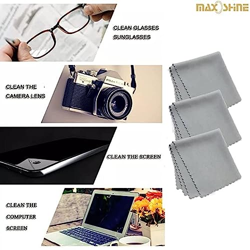 MAXOSHINE Premium Microfiber Cleaning Cloth for Electronics Mobile Lens Eyeglasses Camera Lenses Desktop- Laptop Cleaning Cloth -30 x 30 cm (Pack of 3, Grey) - Image 2