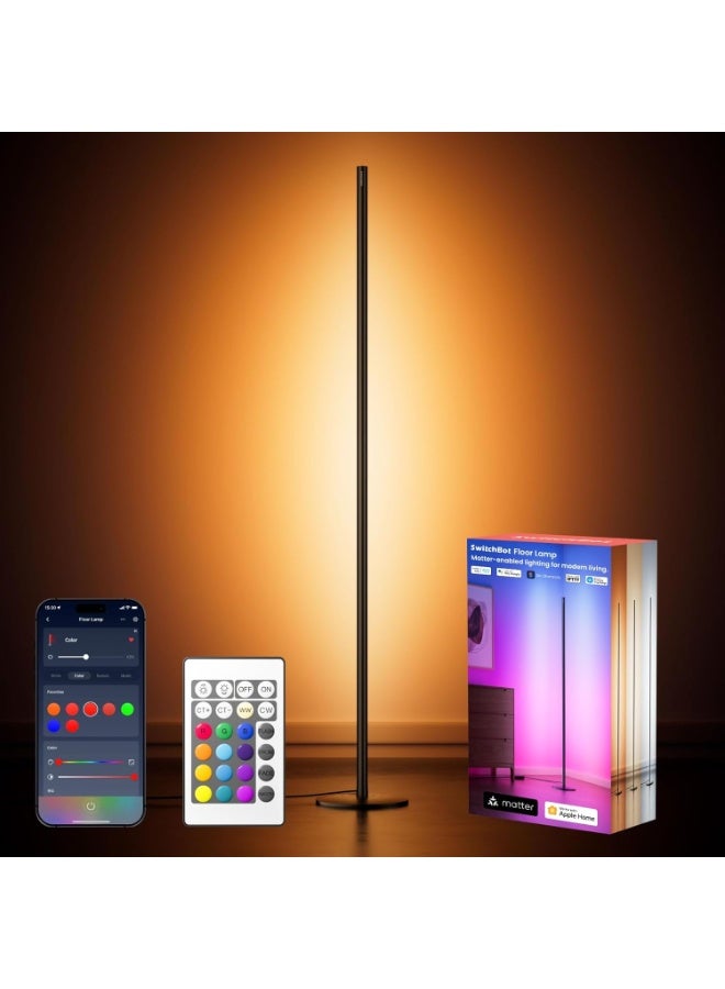 SwitchBot مصباح أرضي LED من SwitchBot لغرفة المعيشة مع تشطيب غير لامع - RGBCCT أبيض دافئ وبارد، 1200 لومن، أوضاع موسيقية، أوضاع مشهد، 16 مليون لون