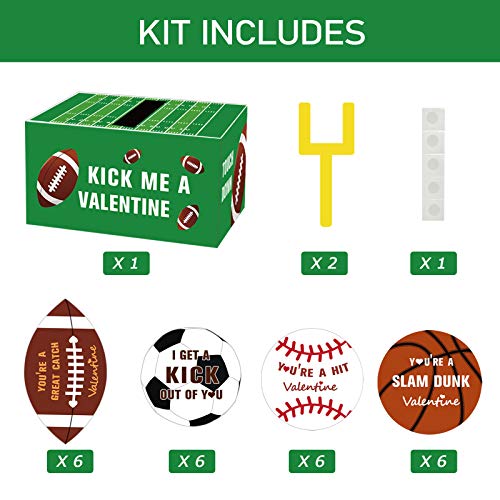 ORIENTAL CHERRY Valentines Boxes for Kids - Football Valentine Boxes with 24 Valentine Cards for Classroom Exchange Boys Girls School Class Party Favors(1 Mailbox, 24 Valentine Cards) - Image 2
