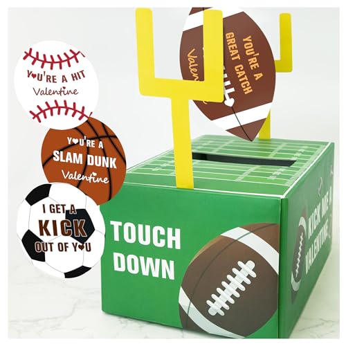 ORIENTAL CHERRY Valentines Boxes for Kids - Football Valentine Boxes with 24 Valentine Cards for Classroom Exchange Boys Girls School Class Party Favors(1 Mailbox, 24 Valentine Cards) - Image 1