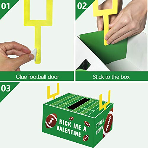 ORIENTAL CHERRY Valentines Boxes for Kids - Football Valentine Boxes with 24 Valentine Cards for Classroom Exchange Boys Girls School Class Party Favors(1 Mailbox, 24 Valentine Cards) - Image 3