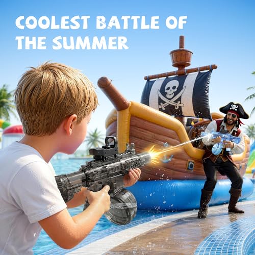 Vanvimen 2 Pack Water Gun for Kids Squirt Guns for Kids with LED Light 25 FT Shooting Range Large Capacity No Leak Water Gun Summer Swimming Pool Beach Outdoor Water Fighting Parties Toys - Image 5