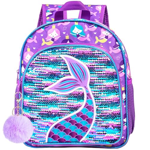 gxtvo Mermaid Backpack for Girls, Toddler Sequin Preschool Bookbag, 12" Cute Cartoon Animal School Bag - Image 1