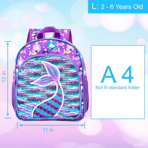gxtvo Mermaid Backpack for Girls, Toddler Sequin Preschool Bookbag, 12" Cute Cartoon Animal School Bag - Image 4