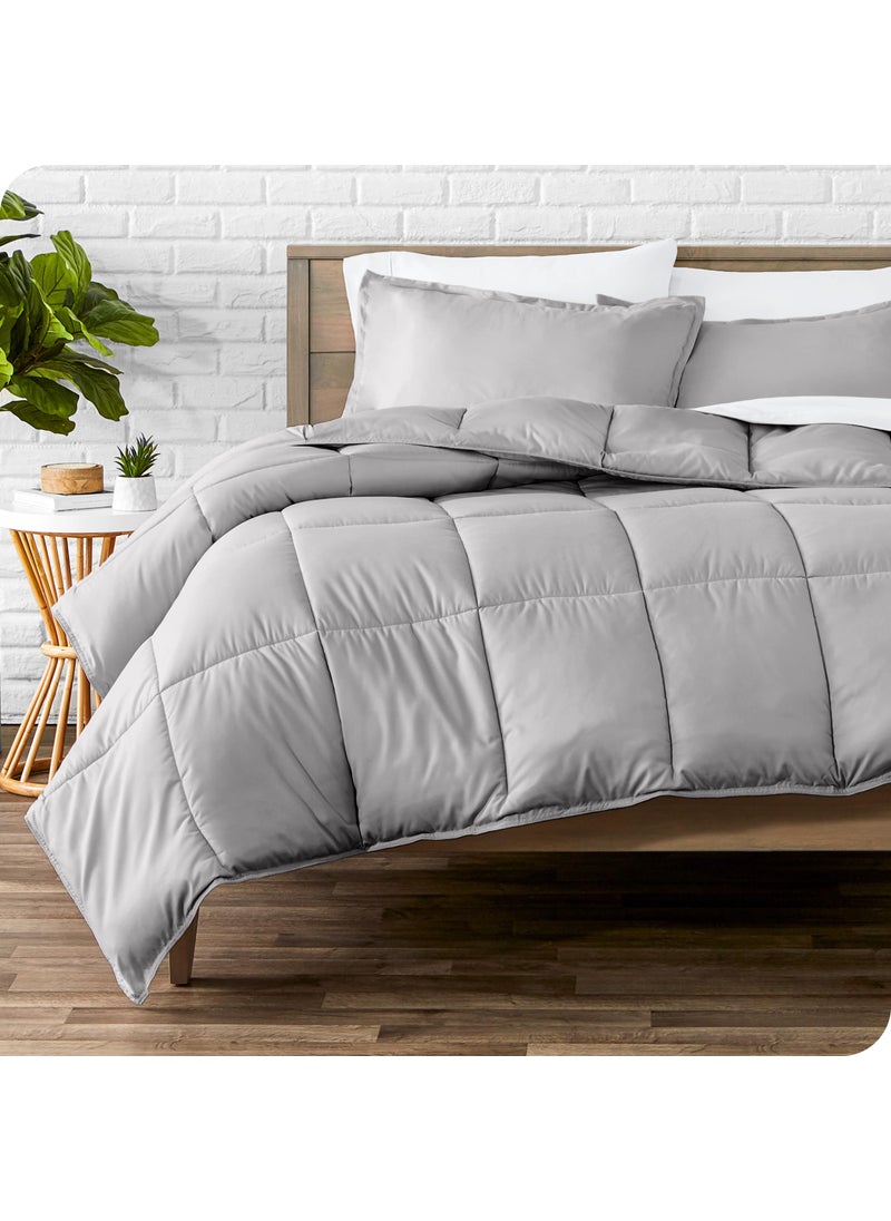 Bare Home Bare Home Comforter Set  Oversized Queen Size  UltraSoft  Goose Down Alternative  Premium 1800 Series  All Season Warmth Oversized Queen Light Grey 