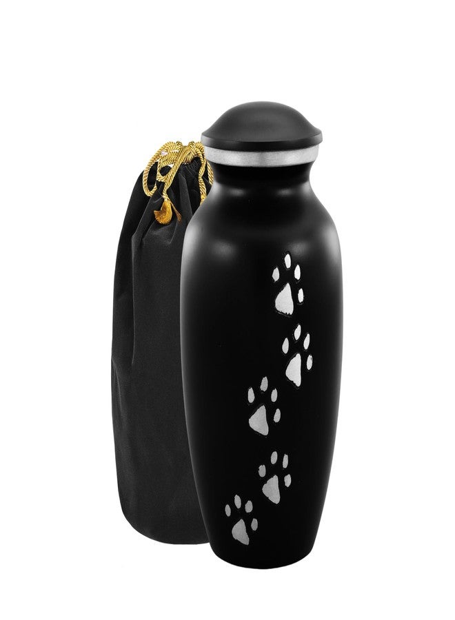 URNS OF DIGNITY Pet Urn for Dogs and Cats Ashes-A Loving Resting Place for Your Special Pet,Cat and Dog Urns for Ashes,Pet Cremation Urns Up to 85 Cubic Inches:with Velvet Bag (Non Customize, Black (Paw)) - Image 1