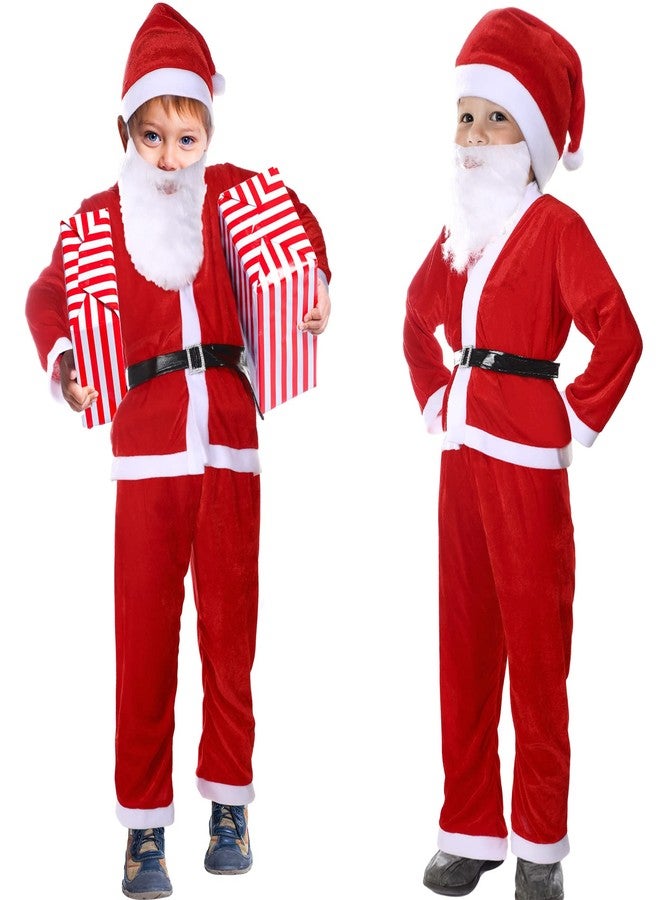 JaGely 2 Set Santa Costume Suit with Santa Claus Belt, Beard, Hat, Christmas CostumeParty Cosplay Suit - Image 1