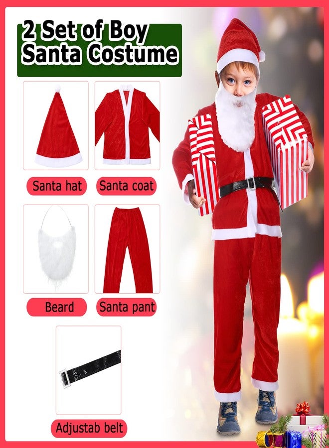 JaGely 2 Set Santa Costume Suit with Santa Claus Belt, Beard, Hat, Christmas CostumeParty Cosplay Suit - Image 3