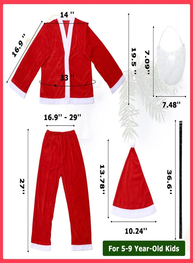 JaGely 2 Set Santa Costume Suit with Santa Claus Belt, Beard, Hat, Christmas CostumeParty Cosplay Suit - Image 2