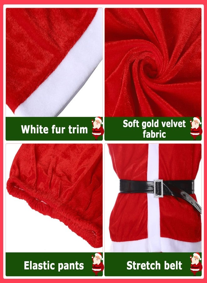 JaGely 2 Set Santa Costume Suit with Santa Claus Belt, Beard, Hat, Christmas CostumeParty Cosplay Suit - Image 4