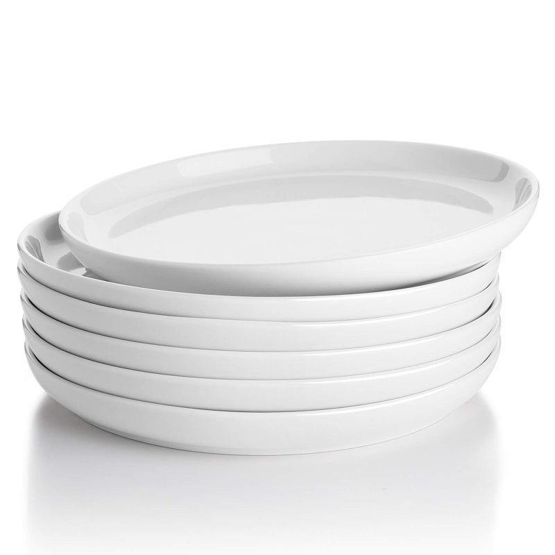 Sweese Porcelain 74 Inch Dessert Plates Set of 6  White Salad Modern Appetizer Plates  Dishwasher Microwave Oven Safe Smooth Glaze Scratch Resistant