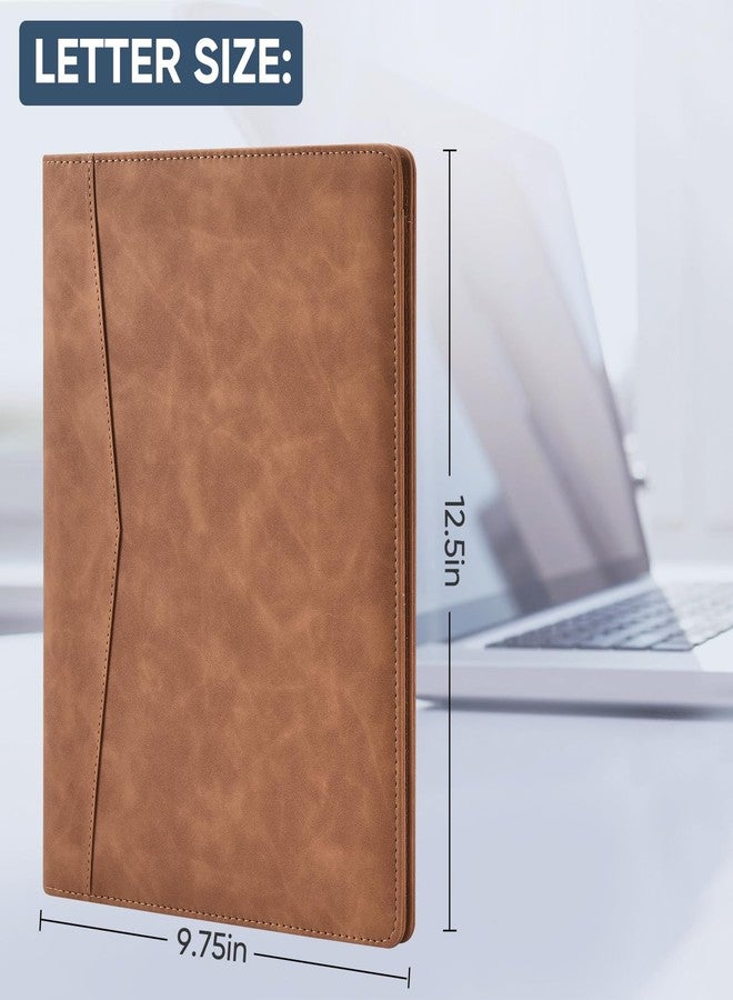 Pacific Mailer Padfolio Portfolio Leather Binder, Interview Legal Document Organizer, Business Card Holder Included Letter Sized Writing Pad [Brown, Piano Noir Faux Leather Matte Finish] - Image 2