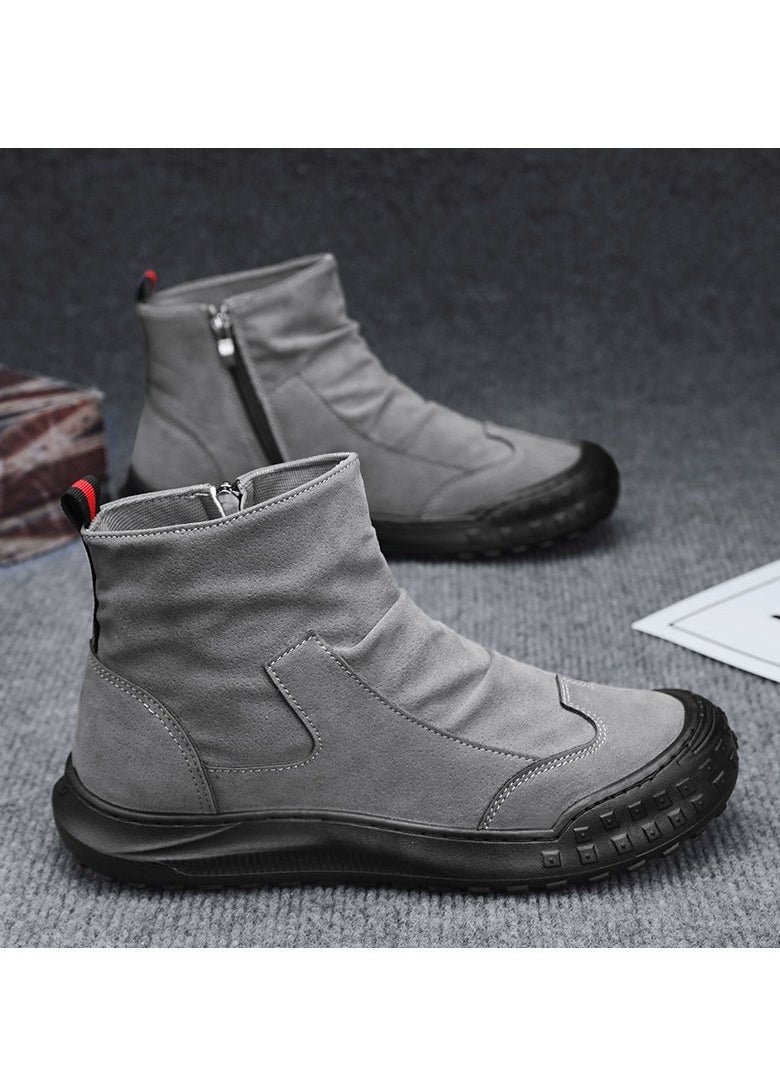 Generic Martin Boots New High Top Casual Fashion Shoes Black Anti Dirt and Wear Resistant Fashion Men's Leather Boots  - Image 1