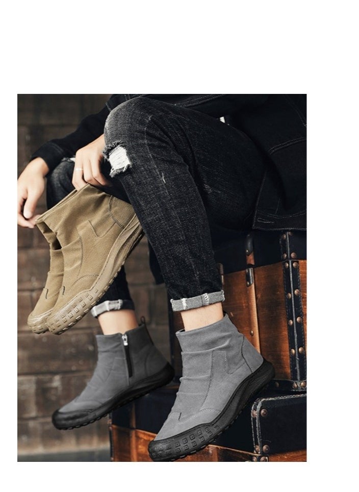 Generic Martin Boots New High Top Casual Fashion Shoes Black Anti Dirt and Wear Resistant Fashion Men's Leather Boots  - Image 5