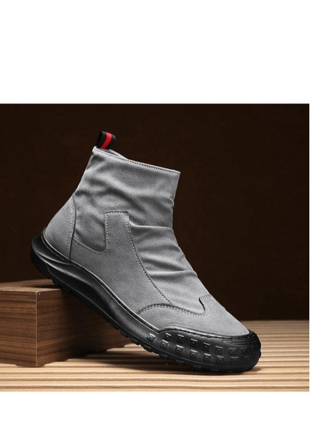 Generic Martin Boots New High Top Casual Fashion Shoes Black Anti Dirt and Wear Resistant Fashion Men's Leather Boots  - Image 3
