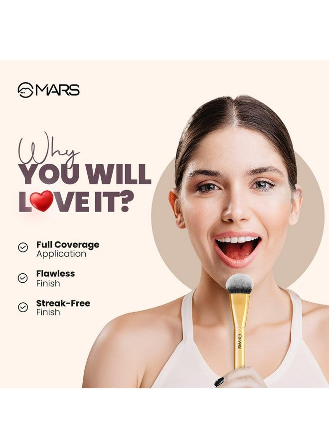 Mars MARS Artist's Arsenal Flat Foundation Brush | Superior Coverage | Flawless Finish | Effortless Application | Soft Synthetic Bristles | Ergonomic Handle | Versatile Function | Luxe packaging (Golden) - Image 3