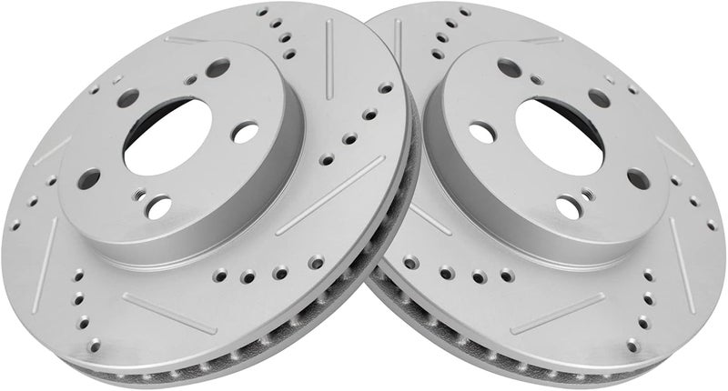 TRQ Front Brake Rotor Set G Coated Drilled and Slotted Vented Compatible with 2011-2017 Lexus CT200h 2010-2015 Toyota Prius 2012-2015 Prius Plug-In - Image 3