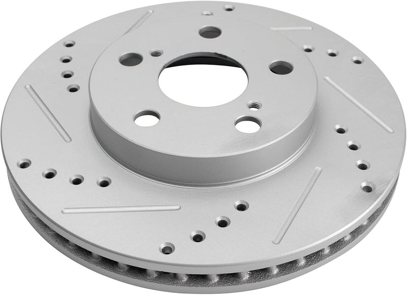 TRQ Front Brake Rotor Set G Coated Drilled and Slotted Vented Compatible with 2011-2017 Lexus CT200h 2010-2015 Toyota Prius 2012-2015 Prius Plug-In - Image 5