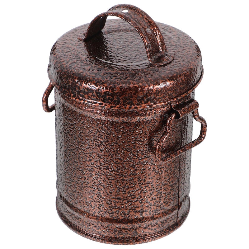 Vintage Style Metal Ashtray With Lid Portable Zinc Iron Bucket For Indoor Outdoor Use - Image 2