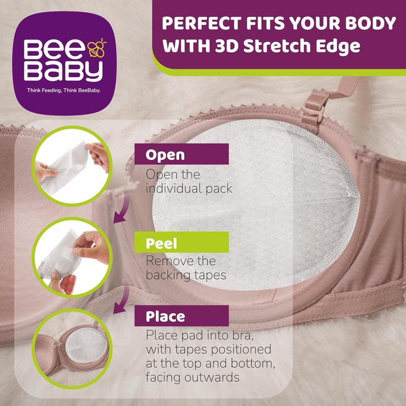 Beebaby وسادات ثدي بي بيبي القابلة للاستخدام لمرة واحدة للأمهات المرضعات | رقيقة للغاية، فائقة الامتصاص، مقاومة للتسرب، ناعمة ومريحة | وسادات رضاعة للأمهات المرضعات خلال النهار والليل – عبوة من 24 - Image 3