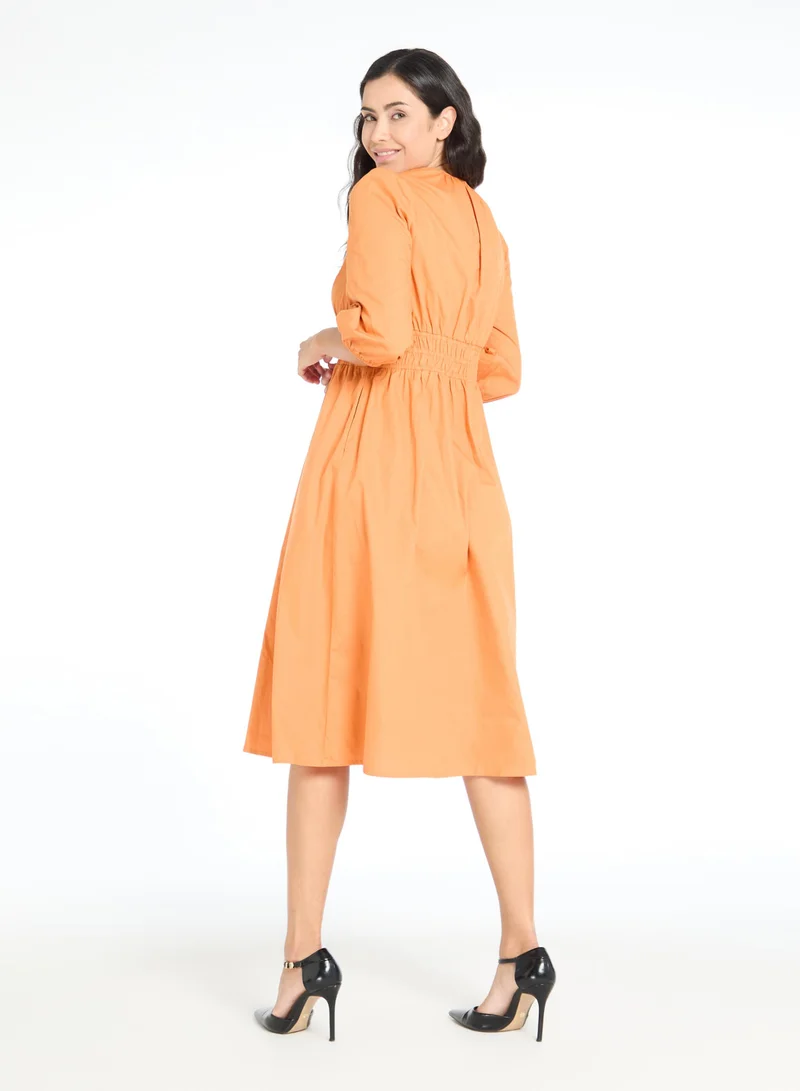 The Label Life Shirred Bodice Midi Dress
