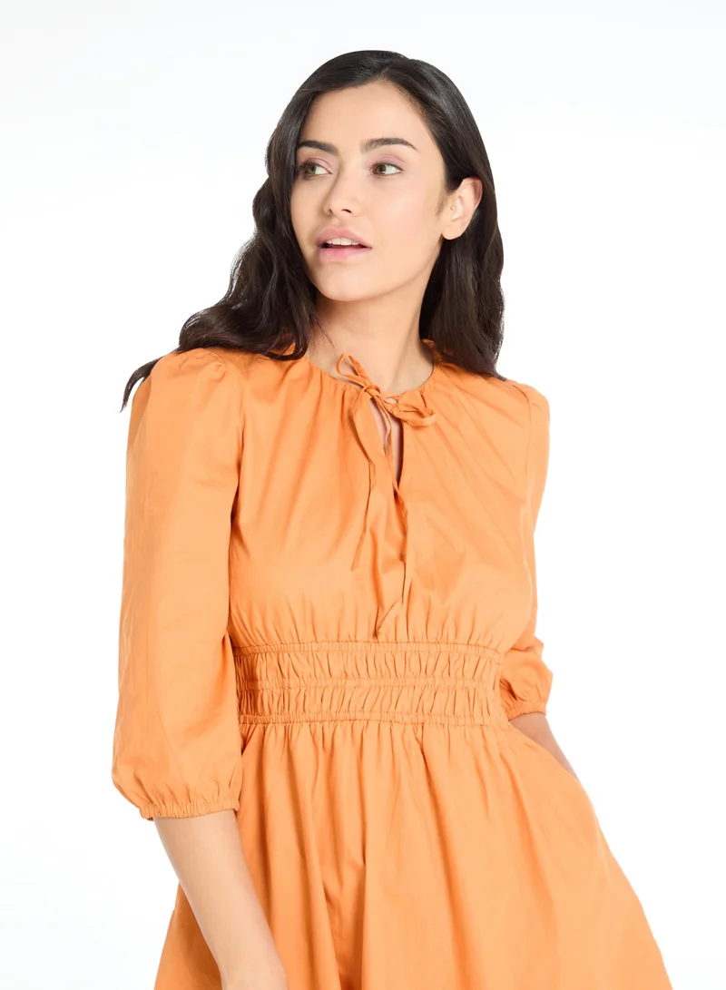 The Label Life Shirred Bodice Midi Dress