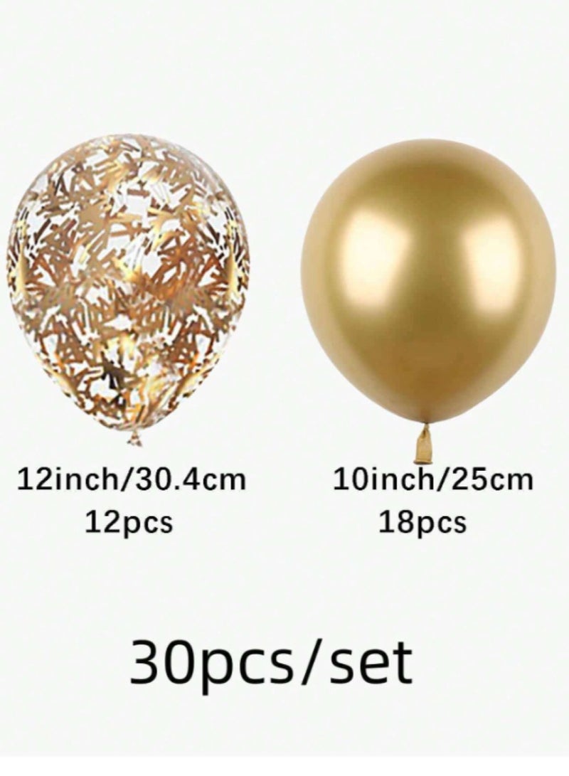 مجموعة من 30 بالونة لاتكس مزينة باللون الذهبي - عالية الجودة لتزيين حفلات الميلاد و استقبال المولود و الزفاف والتخرج وغيرها - Image 2