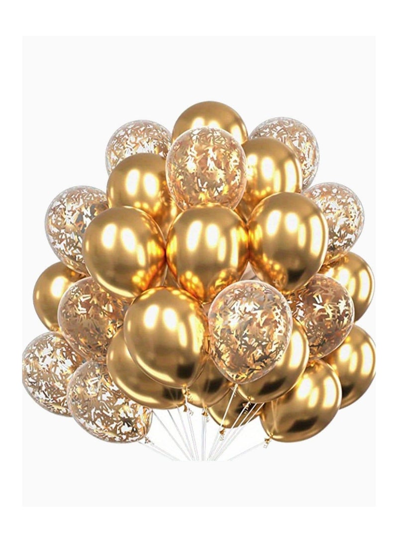 مجموعة من 30 بالونة لاتكس مزينة باللون الذهبي - عالية الجودة لتزيين حفلات الميلاد و استقبال المولود و الزفاف والتخرج وغيرها - Image 1
