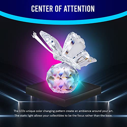 ASENTE 16 LED Multi-Color Light Stand Base- Lighted Acrylic Display, Crystal Display, Trophy & Art Hologram, 3D Pedestal Stand for Crafts, & Other Special Centerpieces, 4.5V AC/USB Adapter, Matte Black - Image 4