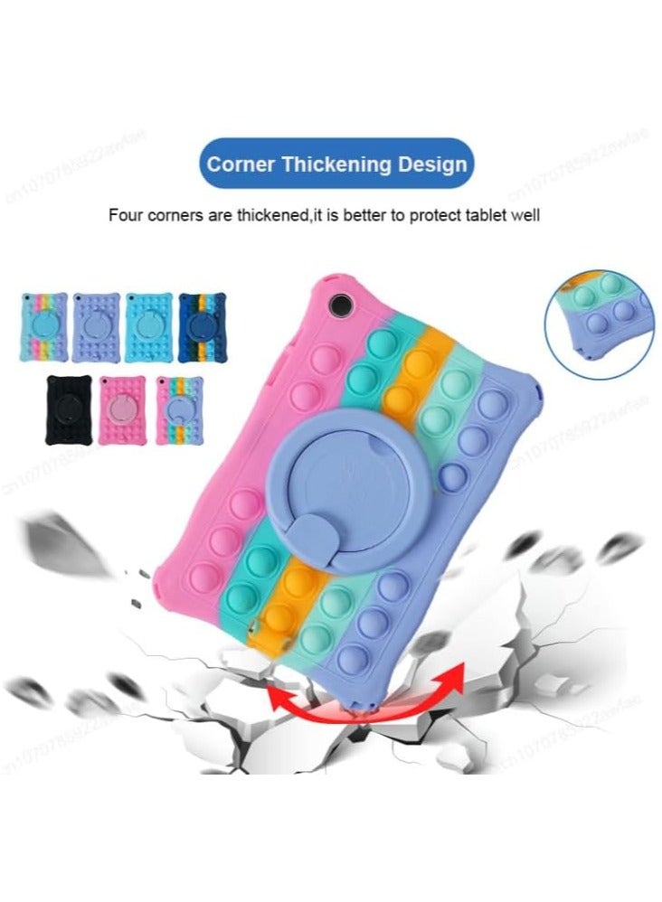 Case Compatible with Samsung Galaxy Tab A9 Plus/ A9+ Tablet 11 Inch 2023 Kids Soft Silicon 360 Rotating Ring Stand Cover with Should Strap and Pen (Colorful Pink)