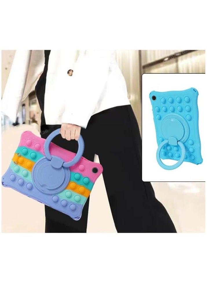 Case Compatible with Samsung Galaxy Tab A9 Plus/ A9+ Tablet 11 Inch 2023 Kids Soft Silicon 360 Rotating Ring Stand Cover with Should Strap and Pen (Colorful Pink)