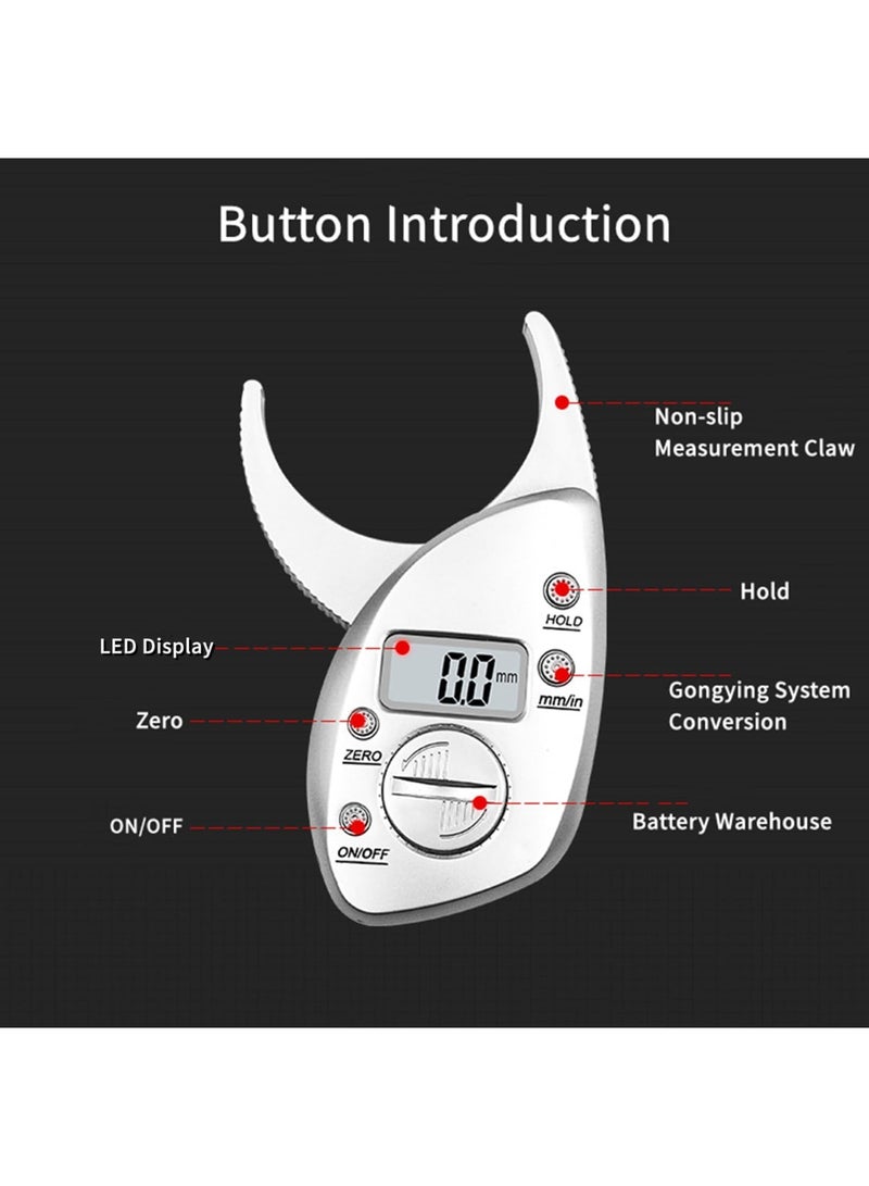 SYOSI Body Fat Caliper with LCD Screen - Accurate Handheld Body Fat Measurement Tool for Men and Women, Portable Skin Fat Tester, Anti-Slip Grip, Metric  Imperial Units - Image 5
