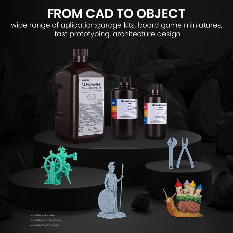 ELEGOO ABS-Like 3D Printer Resin LCD UV-Curing Resin 405nm Standard Photopolymer Resin for Mars Saturn Jupiter MSLA DLP LCD 3D Printing Clear Red 1000g - Image 3