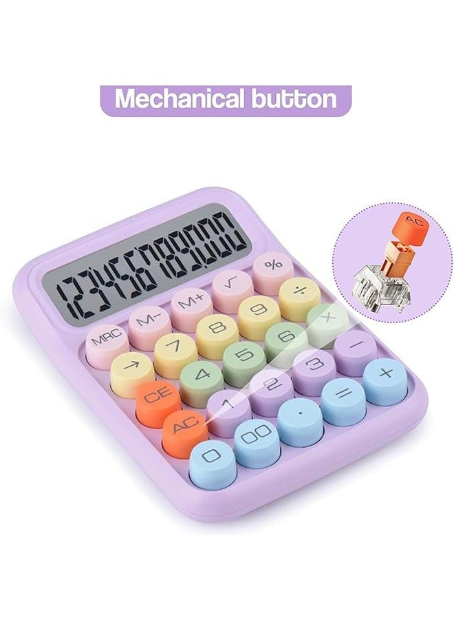 Big Button Calculator, Mechanical Switch Calculator with 12 Digit Large LCD Display, Colorful Candy Button Calculator with Automatic Sleep, Cute Calculator for Office, School and Home - Image 4