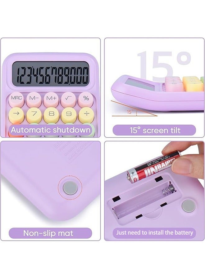 Big Button Calculator, Mechanical Switch Calculator with 12 Digit Large LCD Display, Colorful Candy Button Calculator with Automatic Sleep, Cute Calculator for Office, School and Home - Image 3