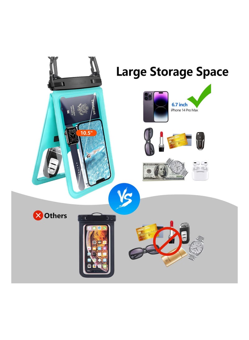 SYOSI Waterproof Phone Pouch, Large Floating Waterproof Phone Pouch, 2 Pack Double Space Waterproof Phone Case, Waterproof Phone Case, Underwater Dry Bag, Fit for iPhone and Galaxy, for Vacation Swimming - Image 2