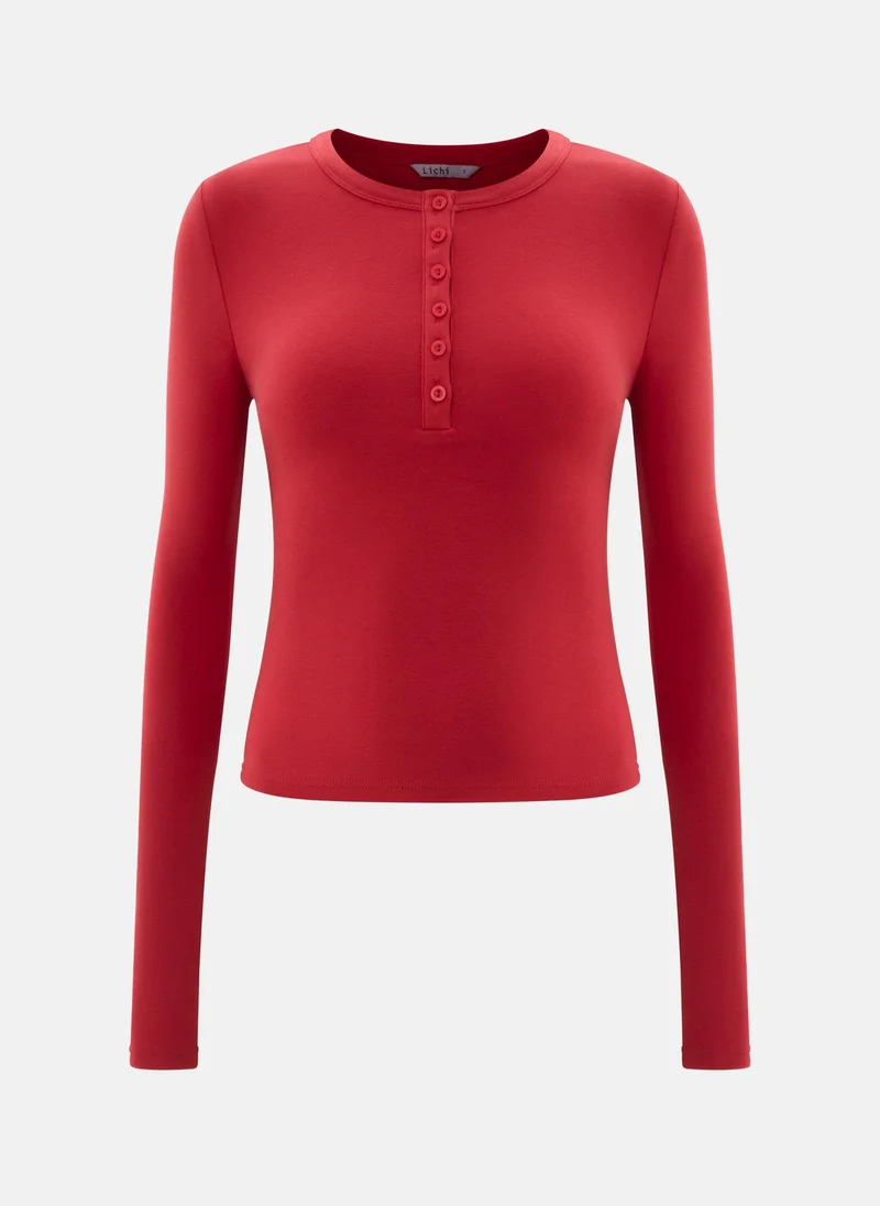 Lichi Jersey longsleeve with buttons on the collar