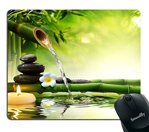 Smooffly Nature Gaming Mouse Pad with Spa Stones, Zen Garden Theme, Magical Jasmine Flower Japanese Design - Image 1