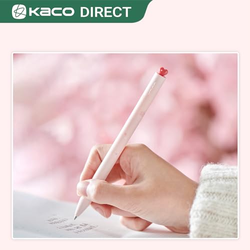 Kaco FIRST Gel Pens Cute Stationery, Pack of 2 Pieces Heart Pen Set with Extra 4 Black Refills (2 Pink) - Image 4
