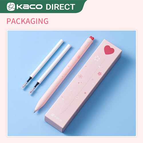 Kaco FIRST Gel Pens Cute Stationery, Pack of 2 Pieces Heart Pen Set with Extra 4 Black Refills (2 Pink) - Image 5