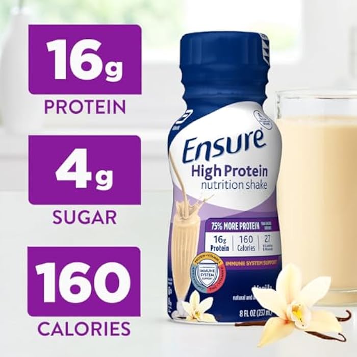 Ensure High Protein Vanilla Nutrition Shake with Fiber, Ready to Drink, 16g Protein and 27 Vitamins and Minerals, 8 fl oz, 6 Pack - Image 2
