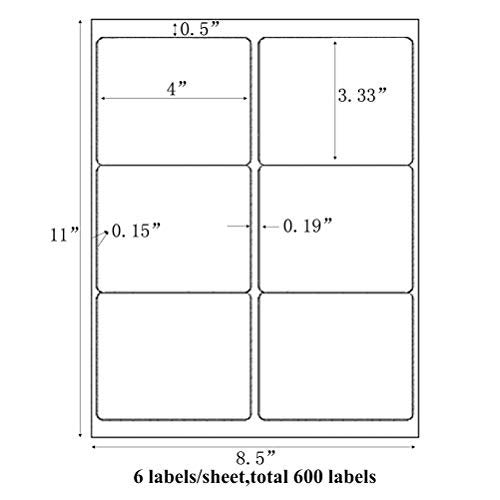 9527 Product 6 up 3-1/3 X 4 Sticker Labels Shipping Address Labels for Laser/Ink Jet Printer,200 Sheets,Total 1200 Labels - Image 2