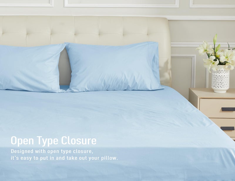 Sunflower Queen Pillowcases Set of 2, 100% Cotton Queen Pillow Cases 2, 20×30 inches Ashley Blue, Soft and Breathable - Image 4