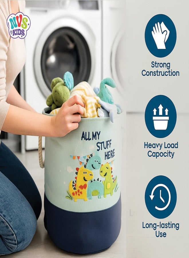 NVS KIDS Laundry Hamper with Lion Design, Heavy Duty Storage Basket, Durable Canvas (Blue) - Image 3