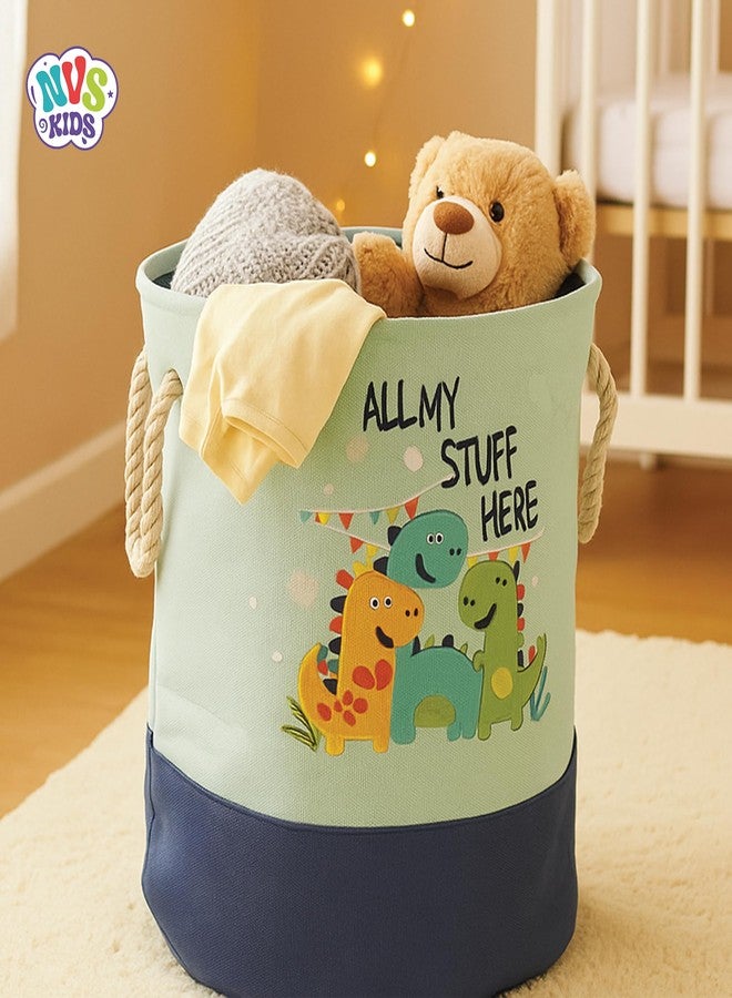 NVS KIDS Laundry Hamper with Lion Design, Heavy Duty Storage Basket, Durable Canvas (Blue) - Image 2
