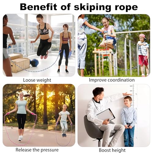 BIRDDIE Soft Beaded Jump Ropes, Adjustable Length Skipping Rope, Tangle Free Segmented Jumping Rope for Kids and Adults Exercise, Fitness 9.2 Ft (3Pack) - Image 5