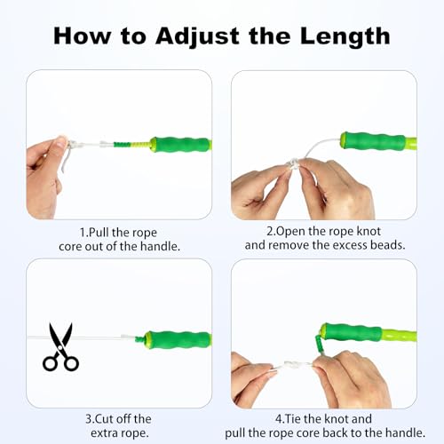 BIRDDIE Soft Beaded Jump Ropes, Adjustable Length Skipping Rope, Tangle Free Segmented Jumping Rope for Kids and Adults Exercise, Fitness 9.2 Ft (3Pack) - Image 4