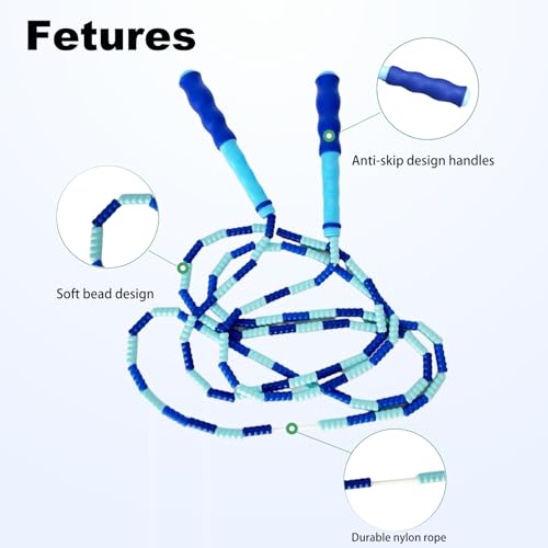 BIRDDIE Soft Beaded Jump Ropes, Adjustable Length Skipping Rope, Tangle Free Segmented Jumping Rope for Kids and Adults Exercise, Fitness 9.2 Ft (3Pack) - Image 2